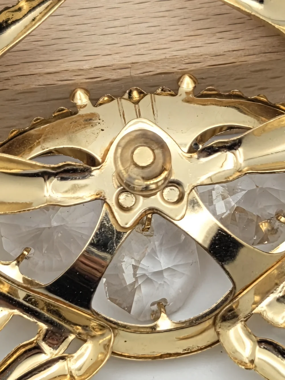 Vintage Gold Crab Frame Topper Crystal Rhinestone 3.5”